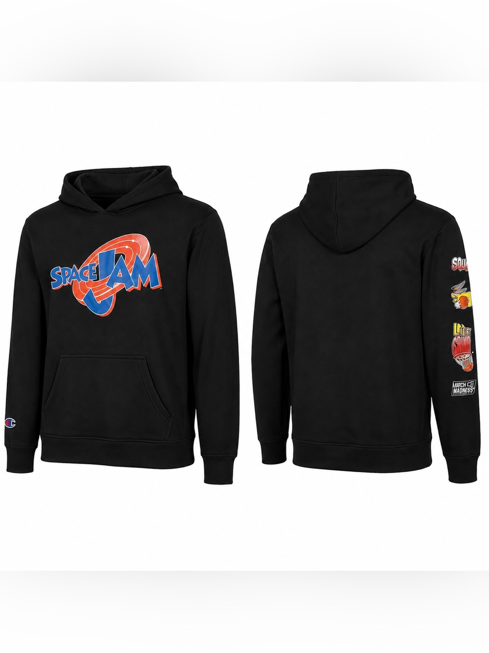 NWT Champion Space Jam Hoodie Youth Medium Black Pullover Graphic Hooded